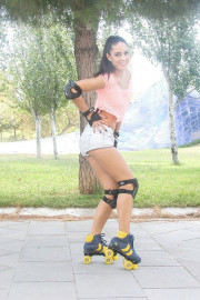 Rollerblading Latina Gets Drilled with Carolina Abril